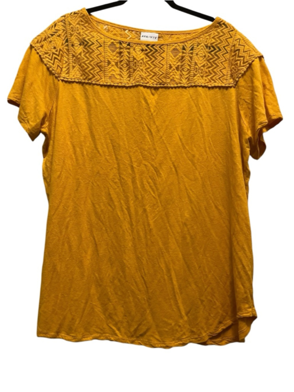 EUC AVA & VIV Yellow Short Sleeve Tee Women’s 1X